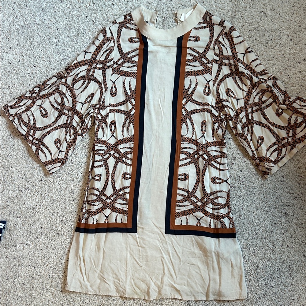 H&M Beige and Brown Patterned Tunic